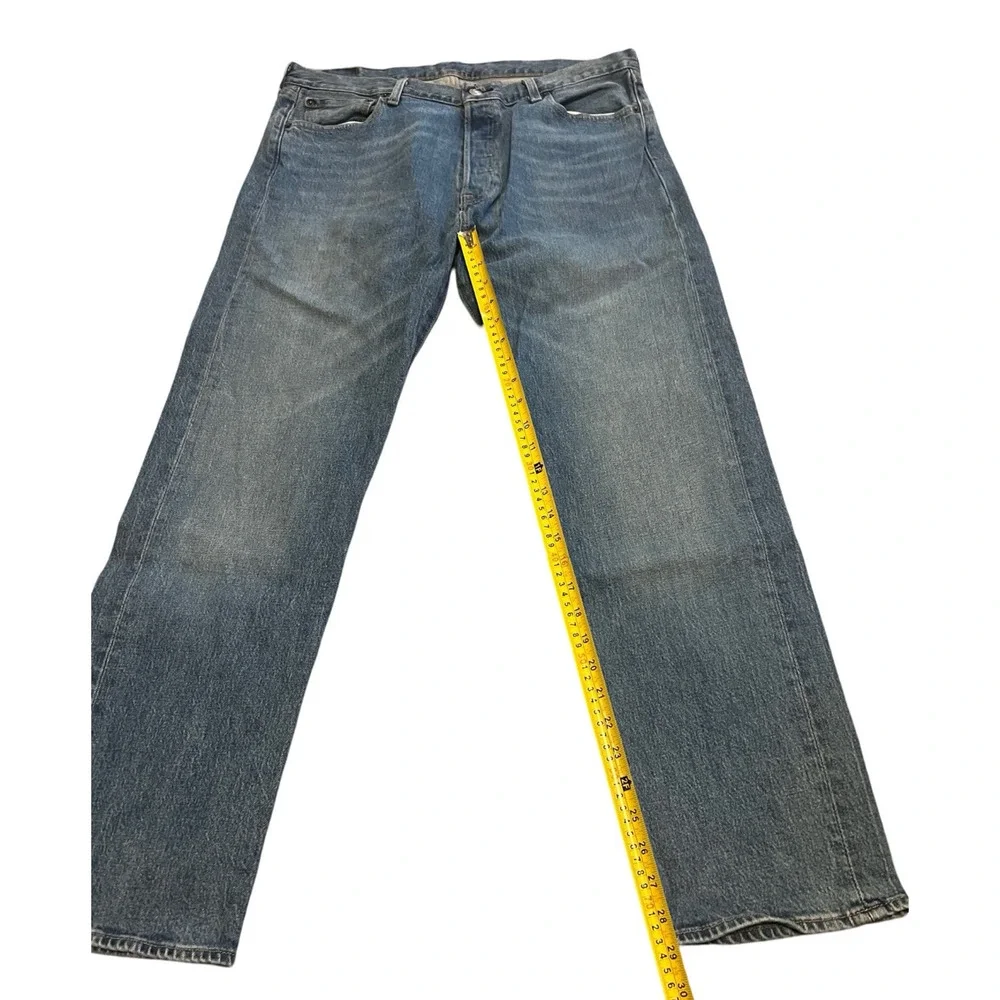 LEVI 501 Straight Leg Medium Wash Blue Denim Button Fly Jeans| 26x30